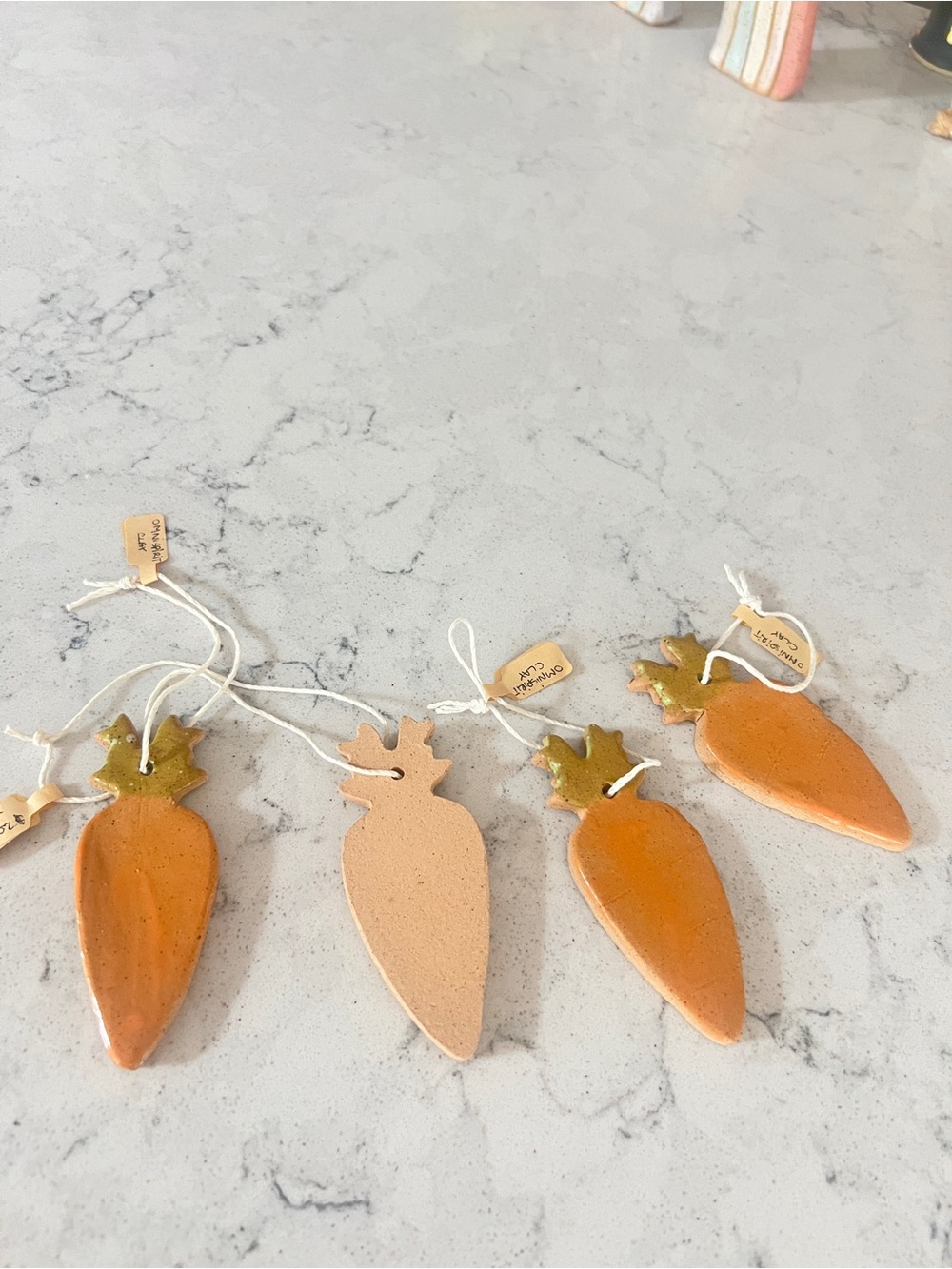 Handmade Carrot Ceramic Ornaments